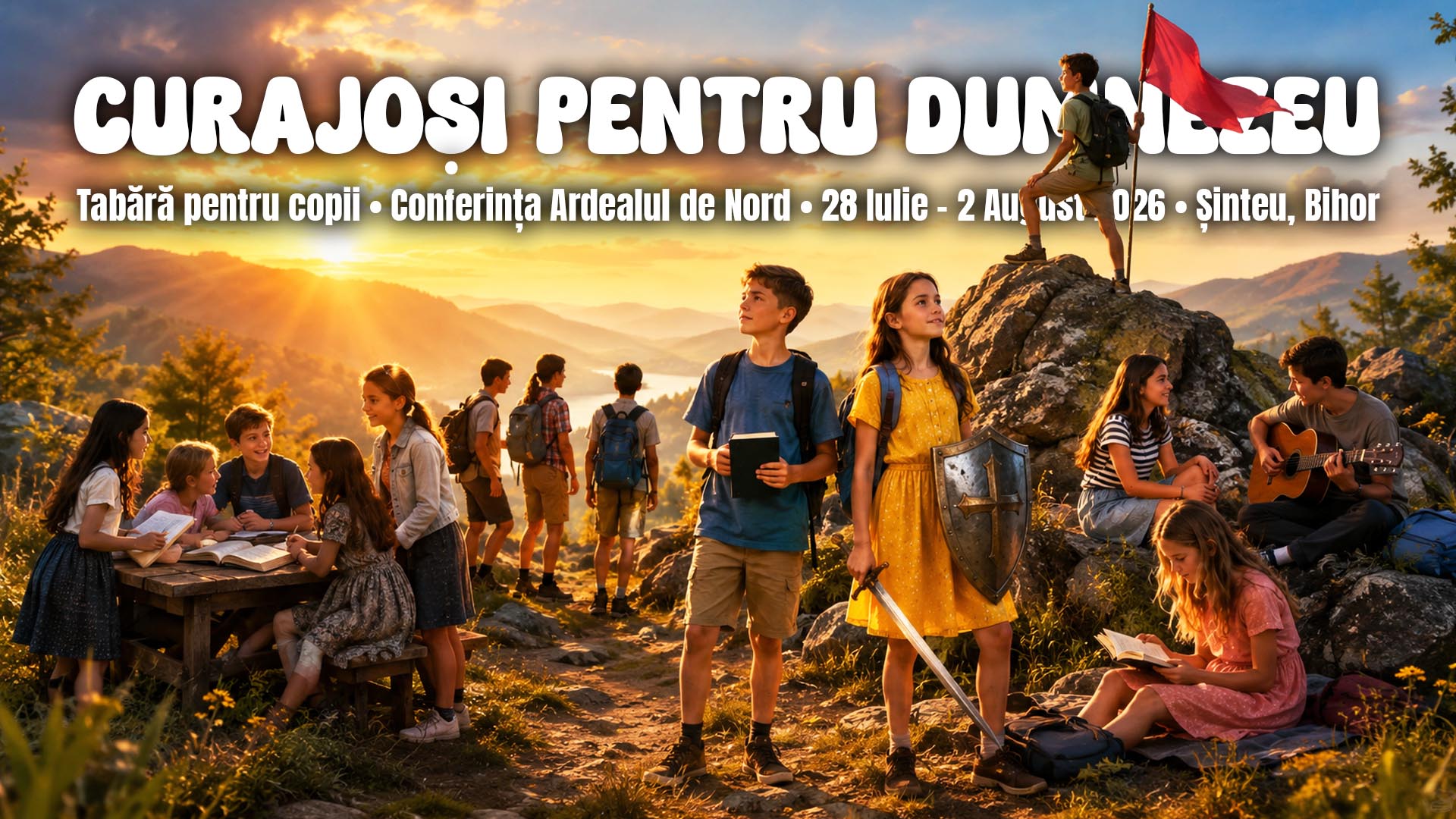 Curajoși pentru Dumnezeu – Tabără pentru copii Conferința Ardealul de Nord – 28 Iulie-2 August 2026 – Șinteu, Bihor